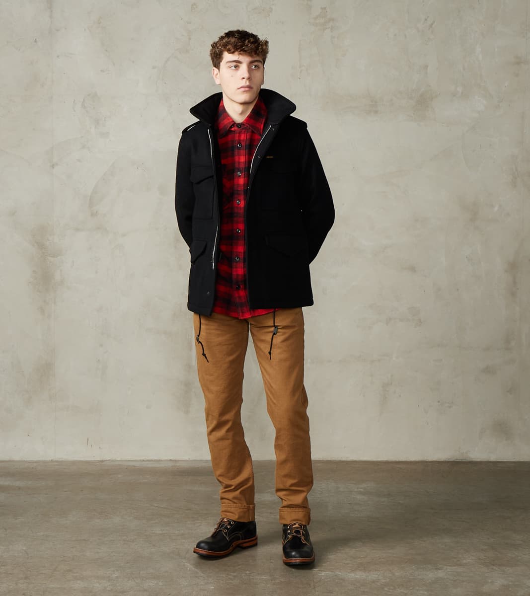 49-BLK - M65 Field Jacket - 21oz Black Melton Wool