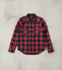 Iron Heart 373-RED - Western- 12oz Ultra Heavy Flannel Ombre Check Red