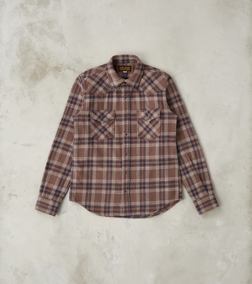Iron Heart 431-BRN - Western - 12oz Slubby Heavy Flannel Brown Check