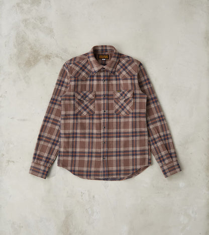 Iron Heart 431-BRN - Western - 12oz Slubby Heavy Flannel Brown Check