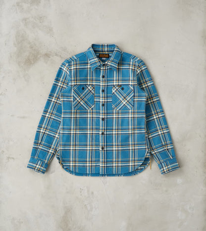 Iron Heart 435-BLU - Work Shirt - 12oz Ultra Heavy Flannel Blue Americ…