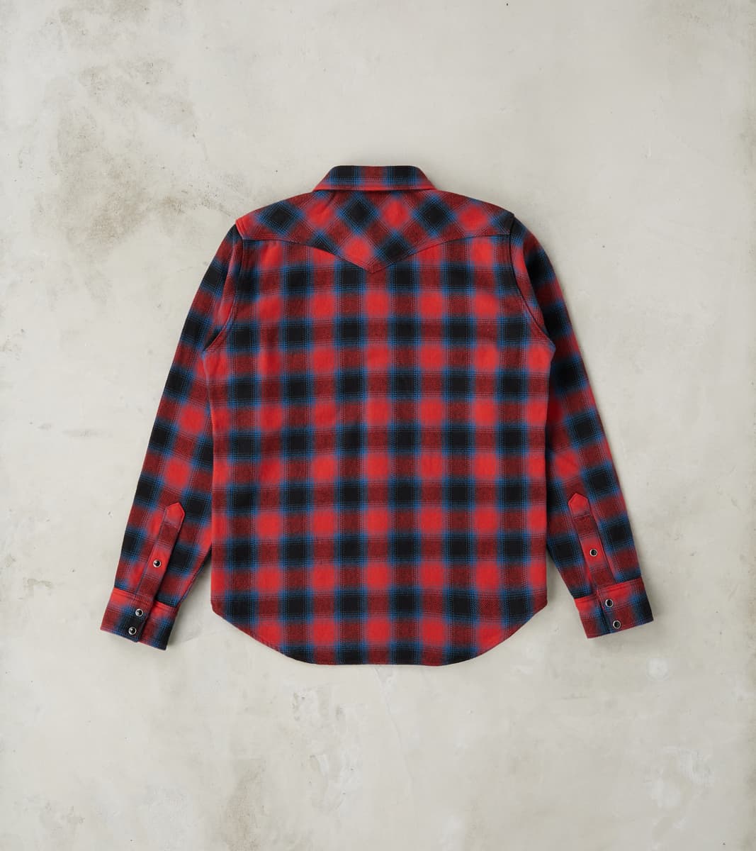 373-RED - Western- 12oz Ultra Heavy Flannel Ombre Check Red