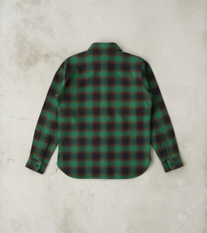 379-GRN - Work Shirt - 12oz Ultra Heavy Flannel Ombre Check Green