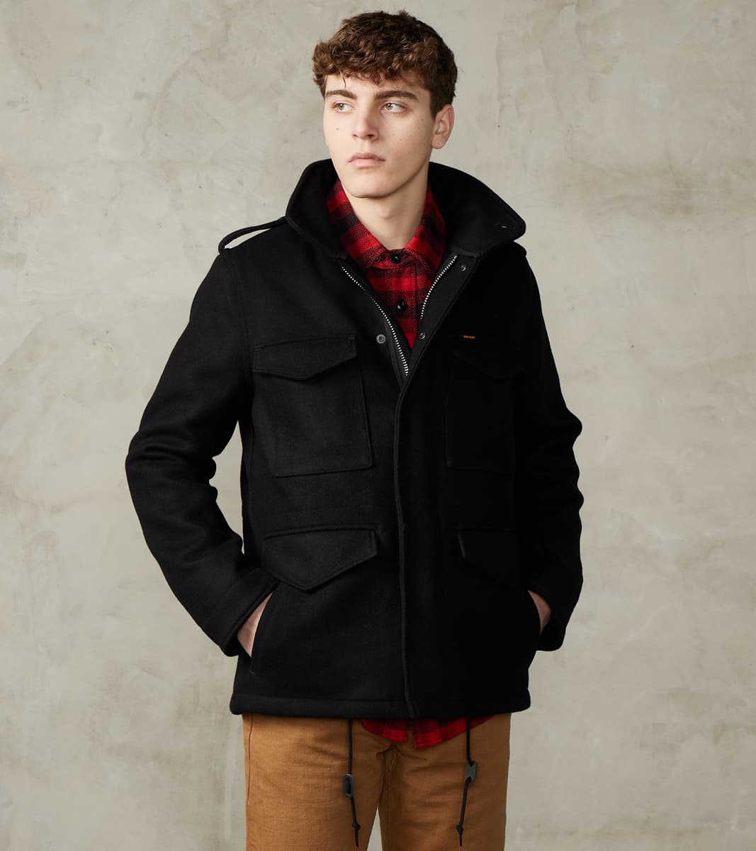 Iron Heart 49-BLK - M65 Field Jacket - 21oz Black Melton Wool