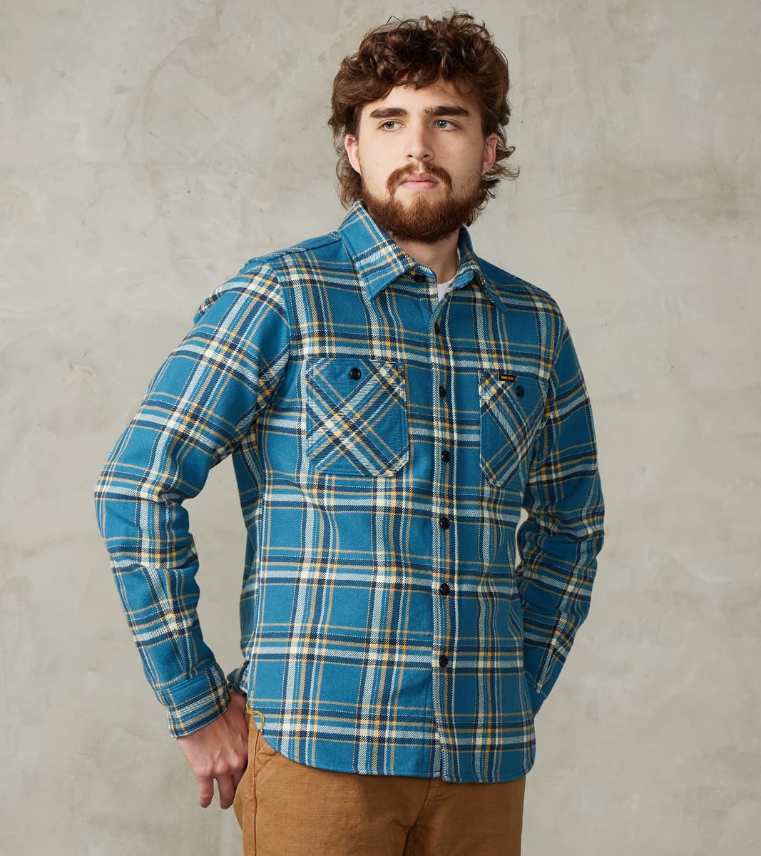 435-BLU - Work Shirt - 12oz Ultra Heavy Flannel Blue American Check