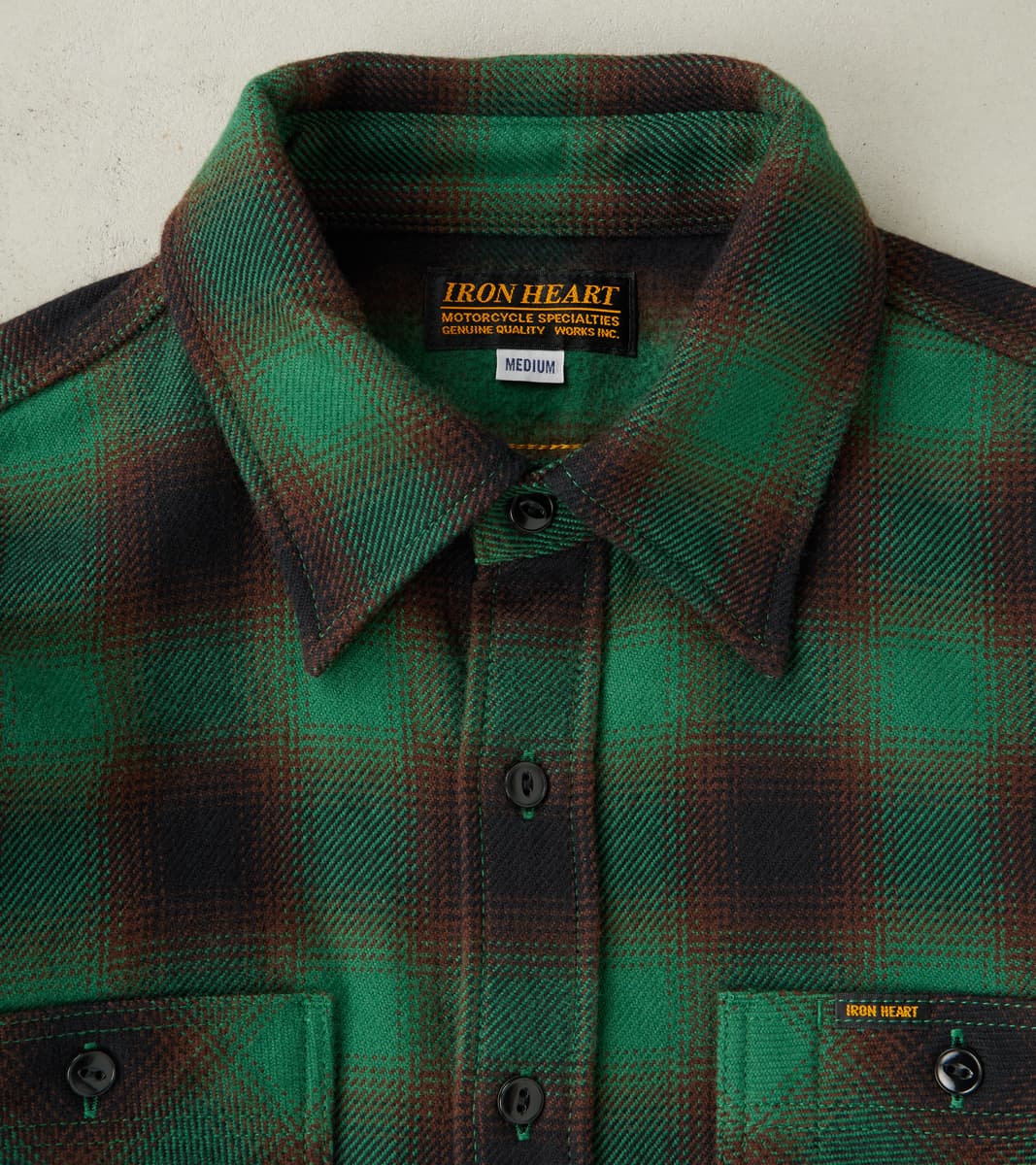 379-GRN - Work Shirt - 12oz Ultra Heavy Flannel Ombre Check Green