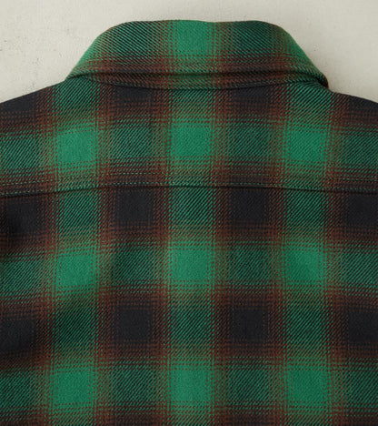 379-GRN - Work Shirt - 12oz Ultra Heavy Flannel Ombre Check Green