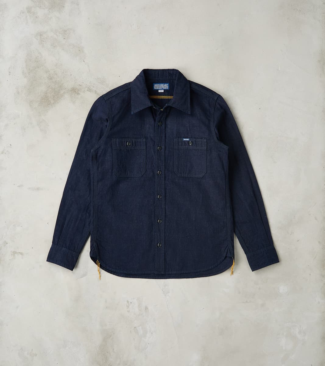Iron Heart 443-IND - Work Shirt - 7oz Indigo Cotton Linen Chambray Division Road, Inc. Iron Heart 443-IND - Work Shirt - 7oz Indigo Cotton Linen Chambray Division Road, Inc.
