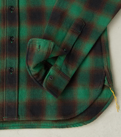 379-GRN - Work Shirt - 12oz Ultra Heavy Flannel Ombre Check Green