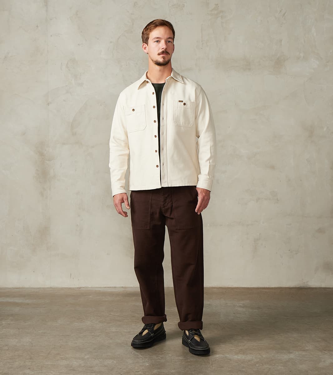 Iron Heart 423-IVO - Work Overshirt - 13oz Ivory Oxford Cloth