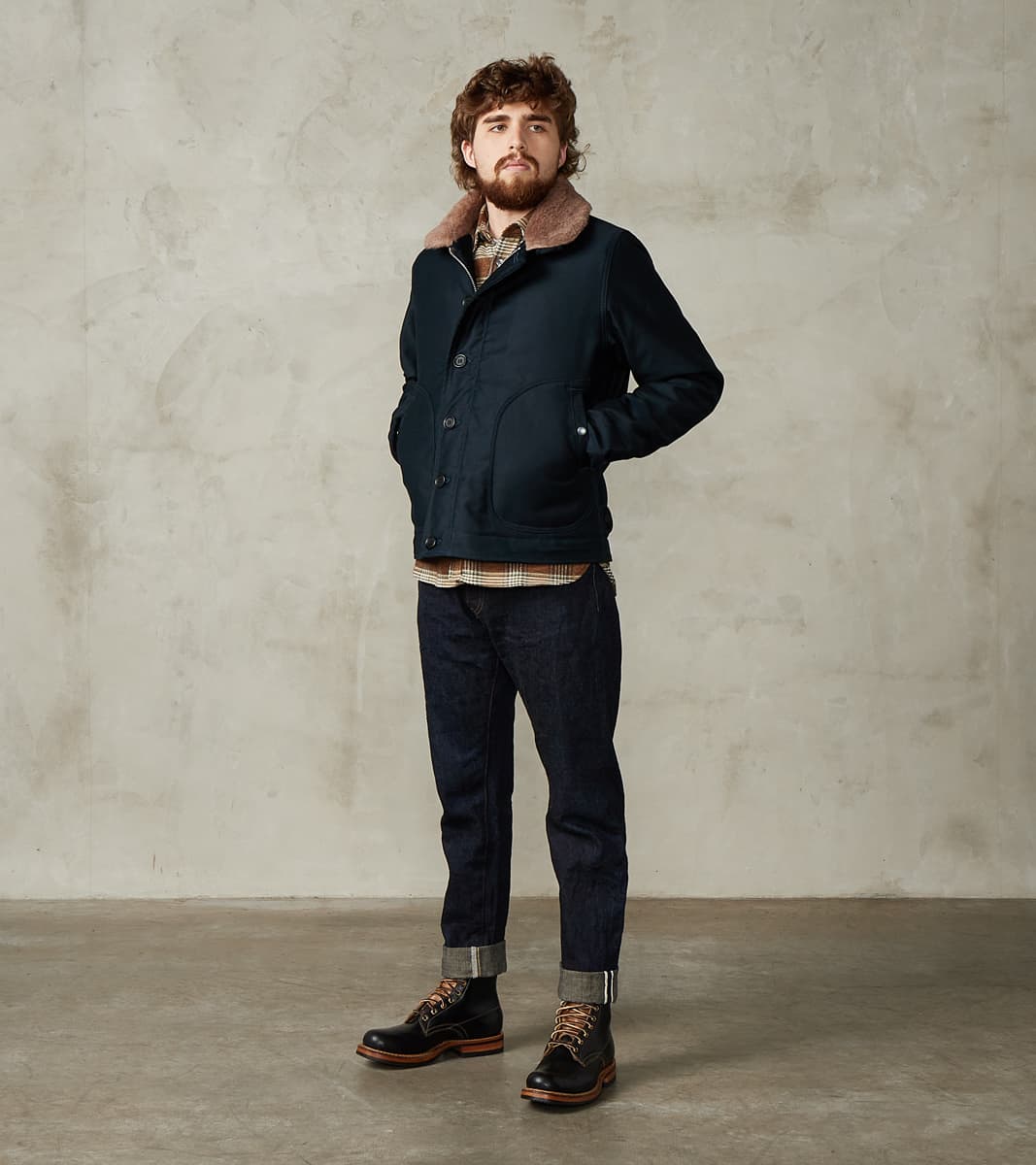 IRON HEART ネイビー ジャケット M Iron Heart 12oz Whipcord Tanker Jacket - IHM-47-NAV - Navy