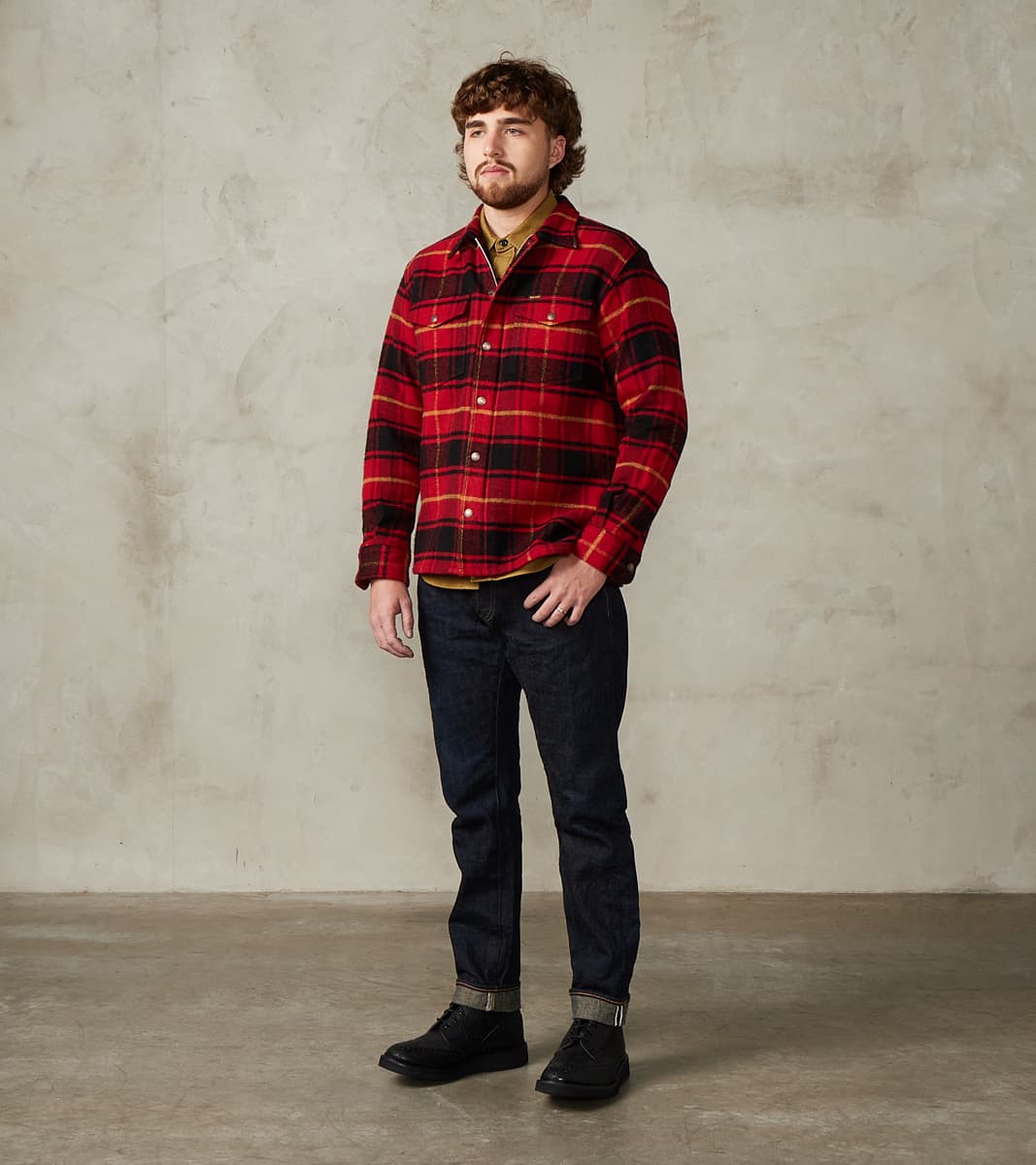Iron Heart 433-RED - Rider's Overshirt - 10oz Heavy Brushed Flannel Re…