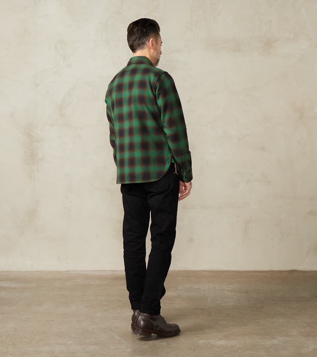 379-GRN - Work Shirt - 12oz Ultra Heavy Flannel Ombre Check Green