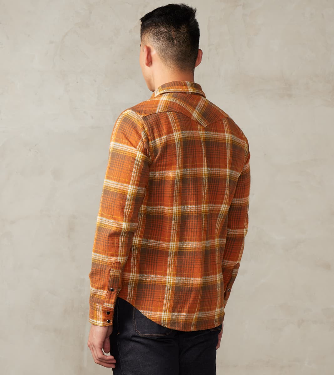 399-ORA - Western - 12oz Slubby Heavy Flannel Check Orange