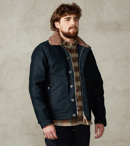 Iron Heart 35-Navy - N1 Deck Jacket - 12oz Navy Whipcord