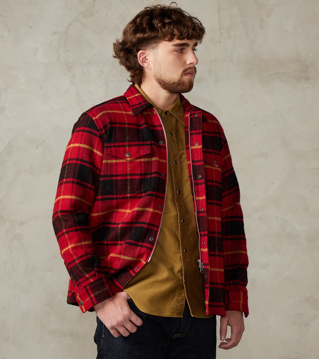 433-RED - Rider's Overshirt - 10oz Heavy Brushed Flannel Red Check