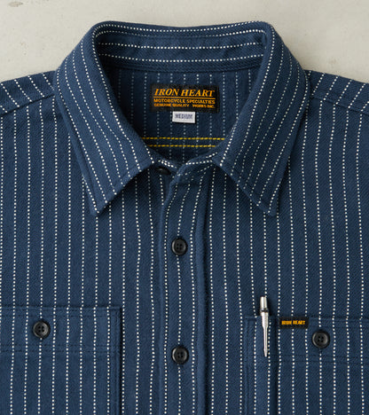 402-NAV - Work Shirt - 12oz Ultra Heavy Flannel Navy Chalk Stripe