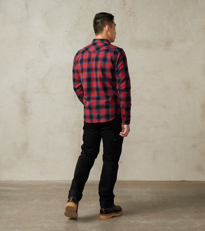 373-RED - Western- 12oz Ultra Heavy Flannel Ombre Check Red