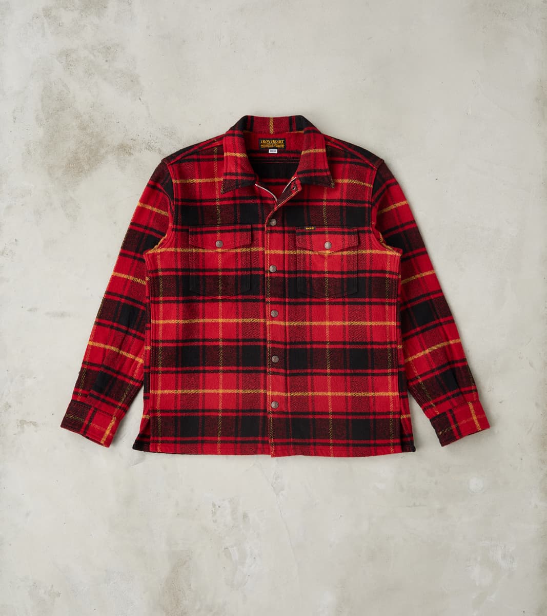 Iron Heart 433-RED - Rider's Overshirt - 10oz Heavy Brushed Flannel Re…
