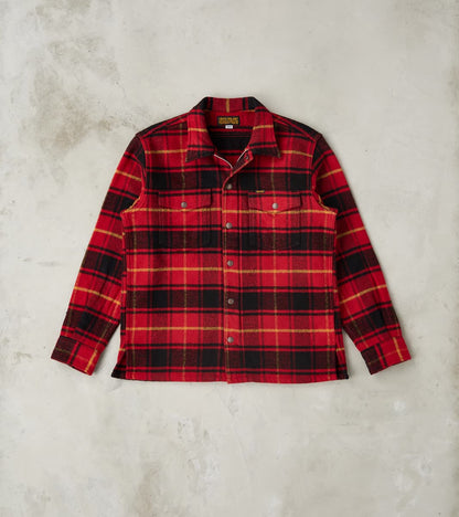 Iron Heart 433-RED - Rider's Overshirt - 10oz Heavy Brushed Flannel Re…