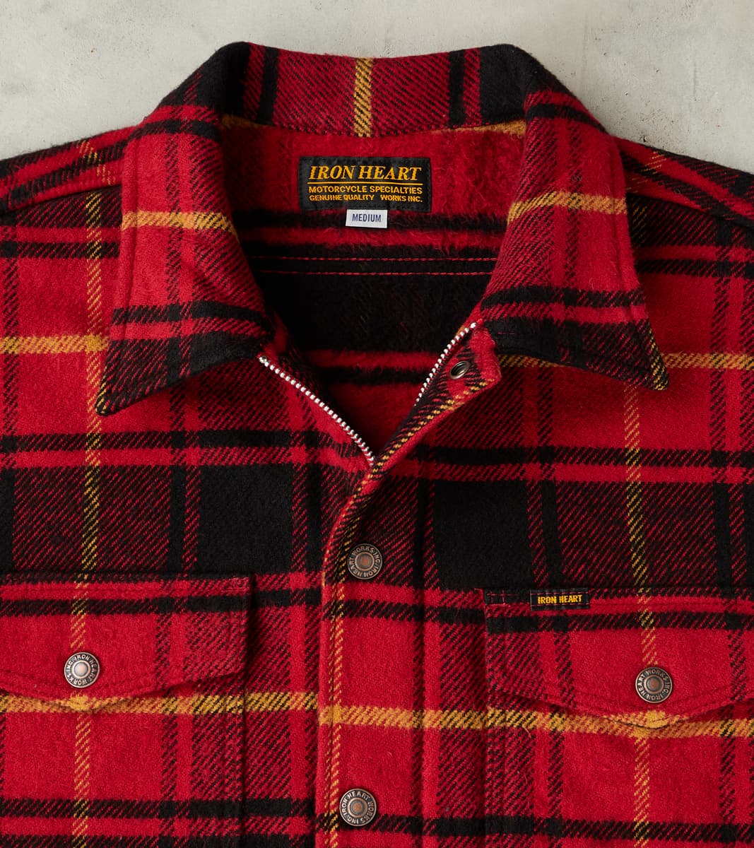 433-RED - Rider's Overshirt - 10oz Heavy Brushed Flannel Red Check