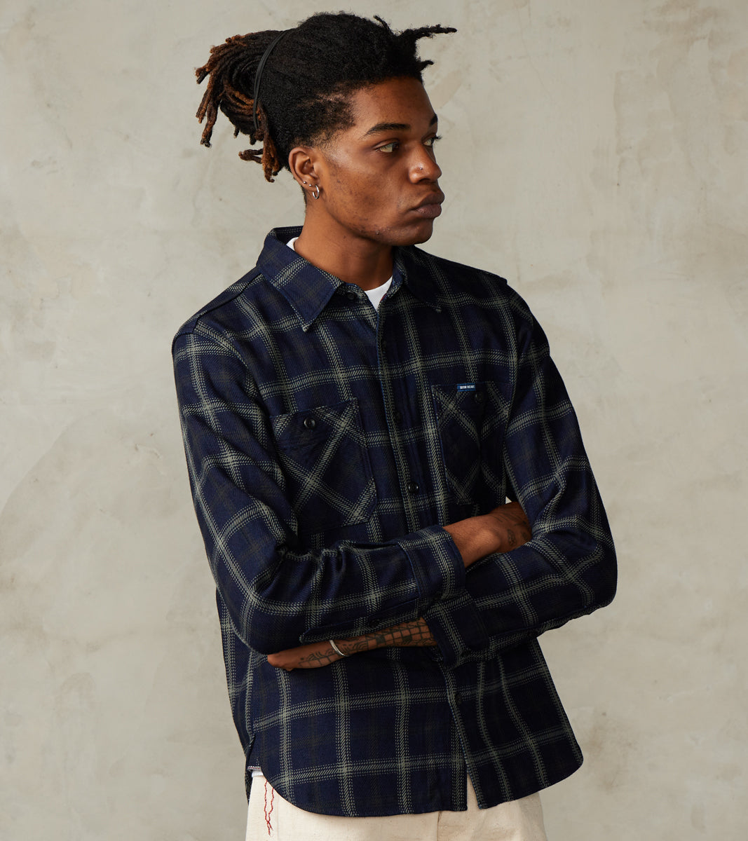 Iron Heart 412-BLK Work Shirt 9oz Selvedge Flannel Indigo