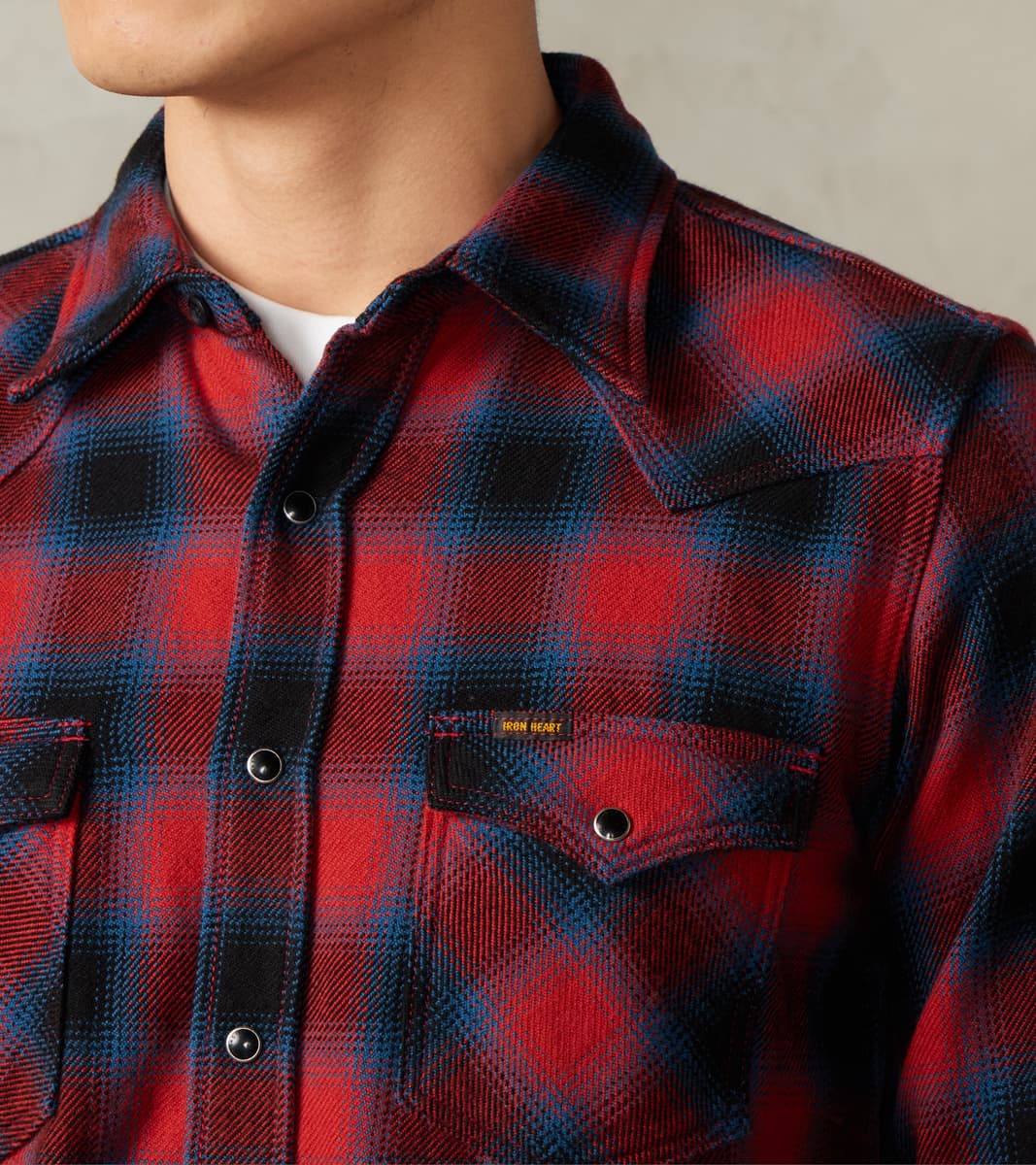 373-RED - Western- 12oz Ultra Heavy Flannel Ombre Check Red