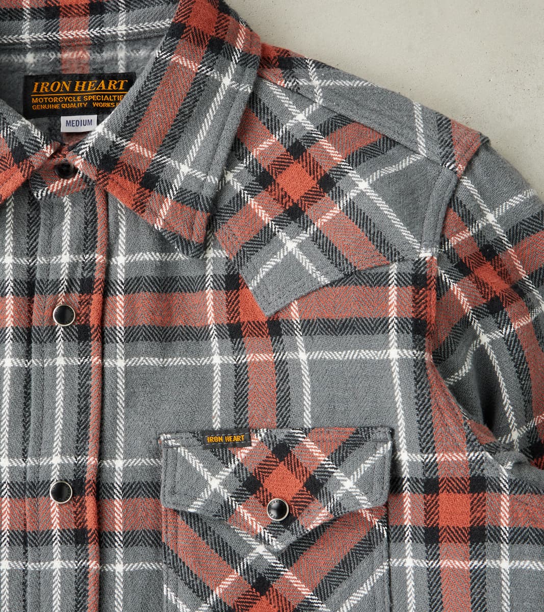 369-GRY - Western - 12oz Slubby Heavy Flannel Herringbone Check Grey