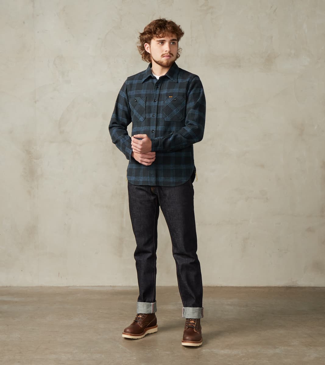 408-BLK - Work Shirt - 12oz Slubby Heavy Flannel Black Check