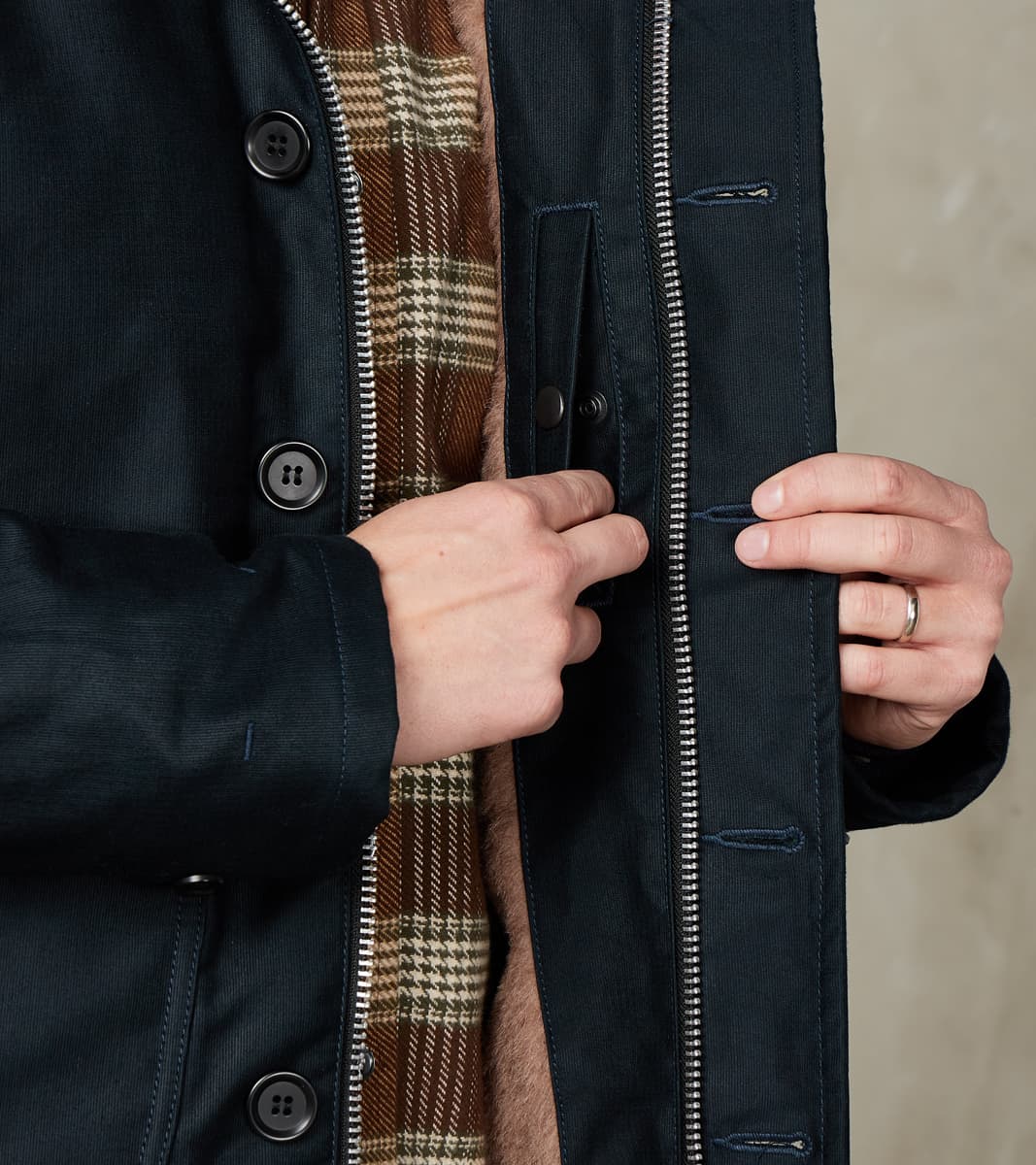 35-NAV - N1 Deck Jacket - 12oz Navy Whipcord