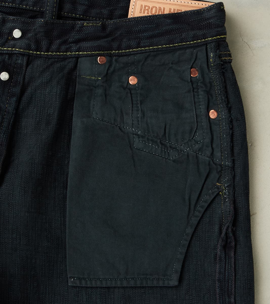 888S-SLBOD - High Rise Relaxed Tapered - 16oz Slubby Selvedge Indigo Overdyed Black