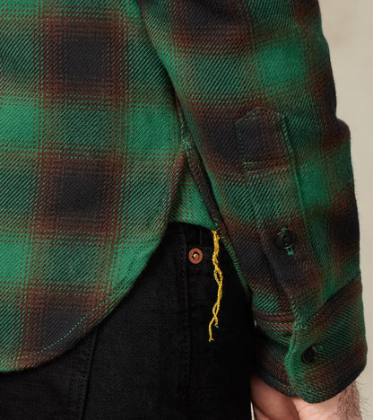 379-GRN - Work Shirt - 12oz Ultra Heavy Flannel Ombre Check Green