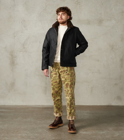 Iron Heart 37-BLK - N1 Deck Jacket - 14oz Black Oiled Whipcord