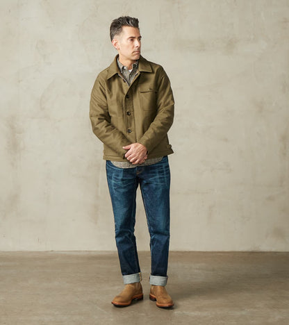 45-GRN - A2 Deck Jacket - 14oz Army Green Oiled Whipcord