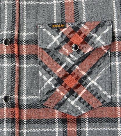 369-GRY - Western - 12oz Slubby Heavy Flannel Herringbone Check Grey