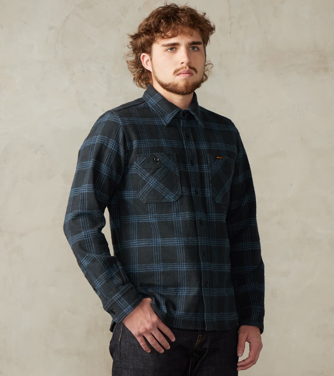 408-BLK Work Shirt 12oz Slubby Heavy Flannel Black Check
