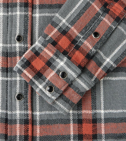 369-GRY - Western - 12oz Slubby Heavy Flannel Herringbone Check Grey