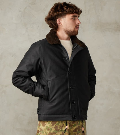 37-BLK - N1 Deck Jacket - 14oz Black Oiled Whipcord