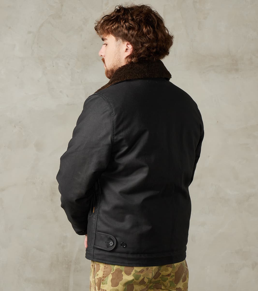 37-BLK - N1 Deck Jacket - 14oz Black Oiled Whipcord