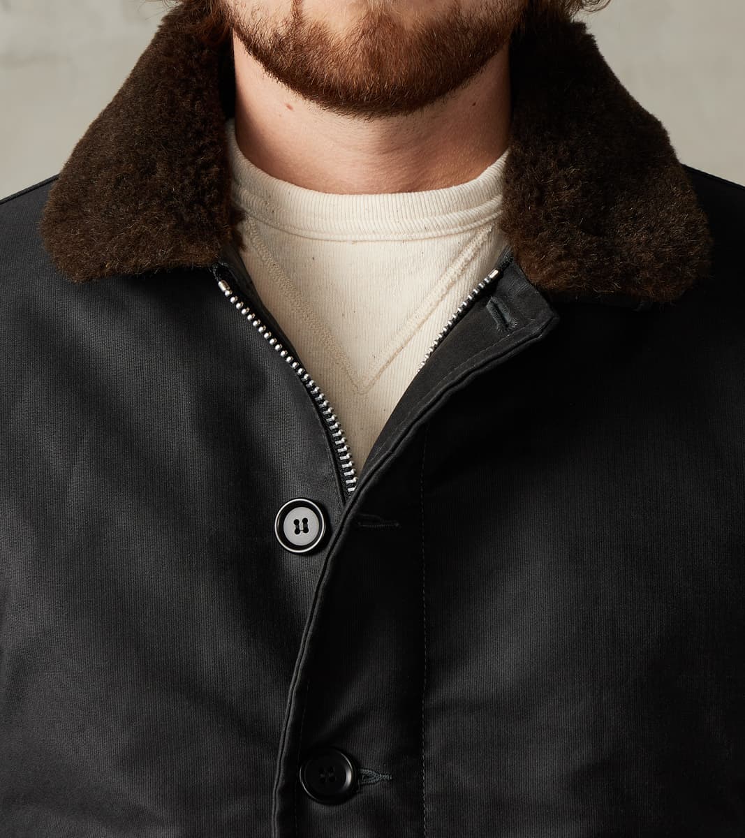 37-BLK - N1 Deck Jacket - 14oz Black Oiled Whipcord