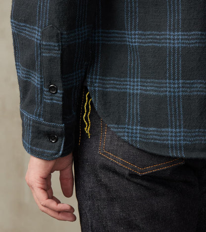 408-BLK - Work Shirt - 12oz Slubby Heavy Flannel Black Check