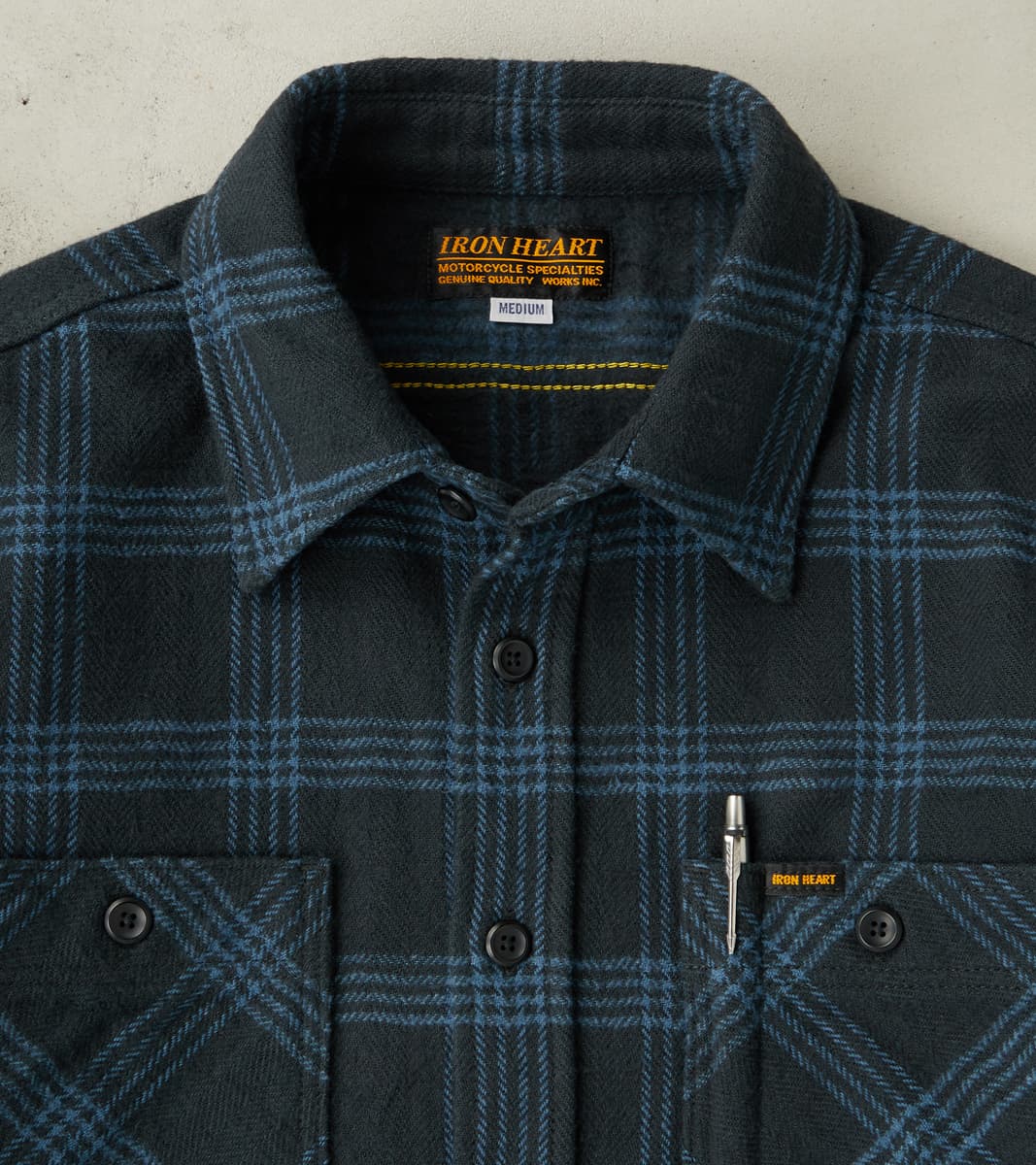 408-BLK - Work Shirt - 12oz Slubby Heavy Flannel Black Check