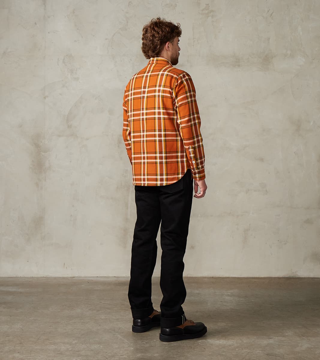Iron Heart 442-ORA - Work Shirt - 9oz Selvedge Flannel Orange