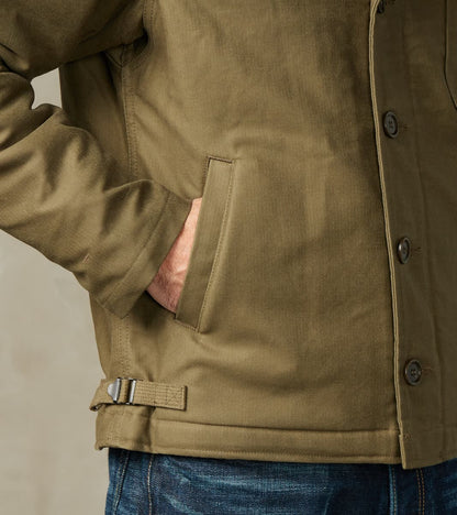 45-GRN - A2 Deck Jacket - 14oz Army Green Oiled Whipcord