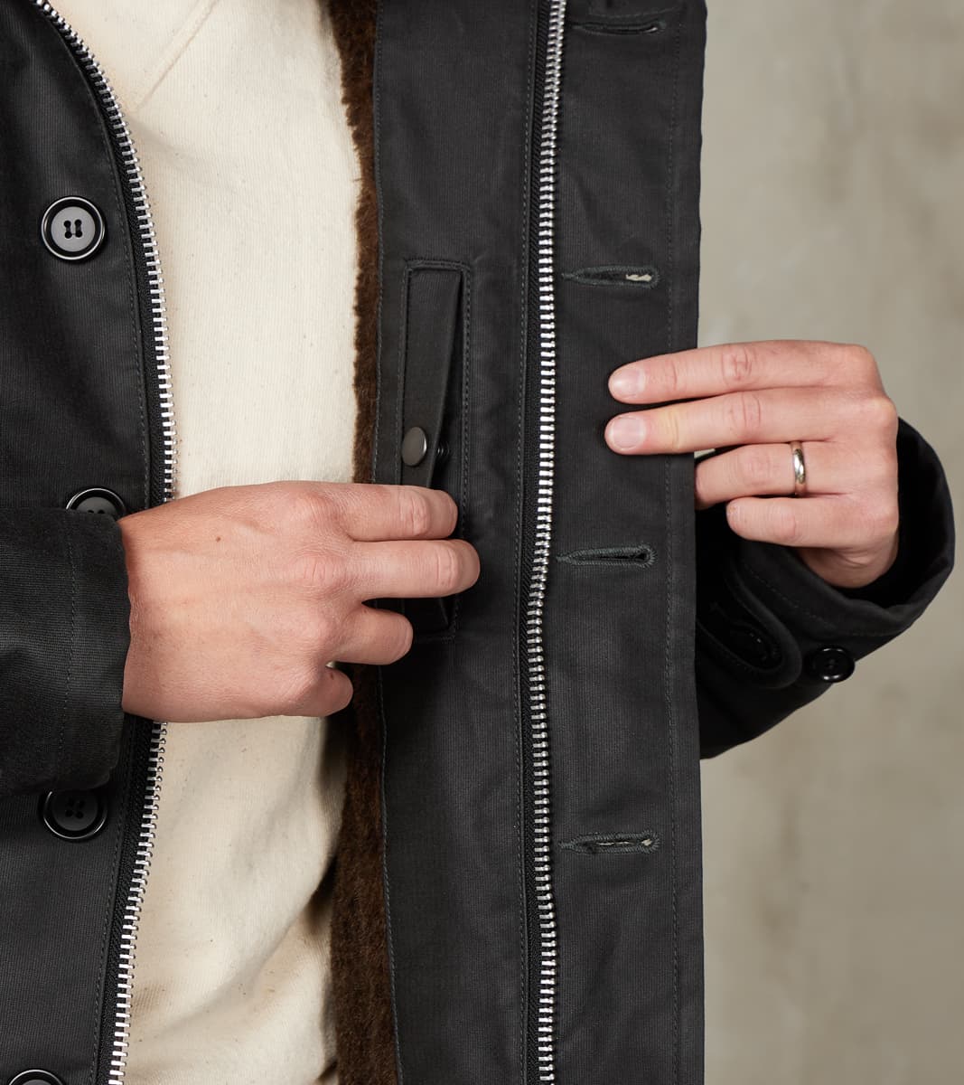 37-BLK - N1 Deck Jacket - 14oz Black Oiled Whipcord