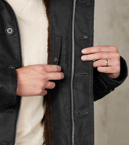 37-BLK - N1 Deck Jacket - 14oz Black Oiled Whipcord