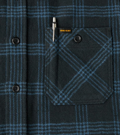 408-BLK - Work Shirt - 12oz Slubby Heavy Flannel Black Check