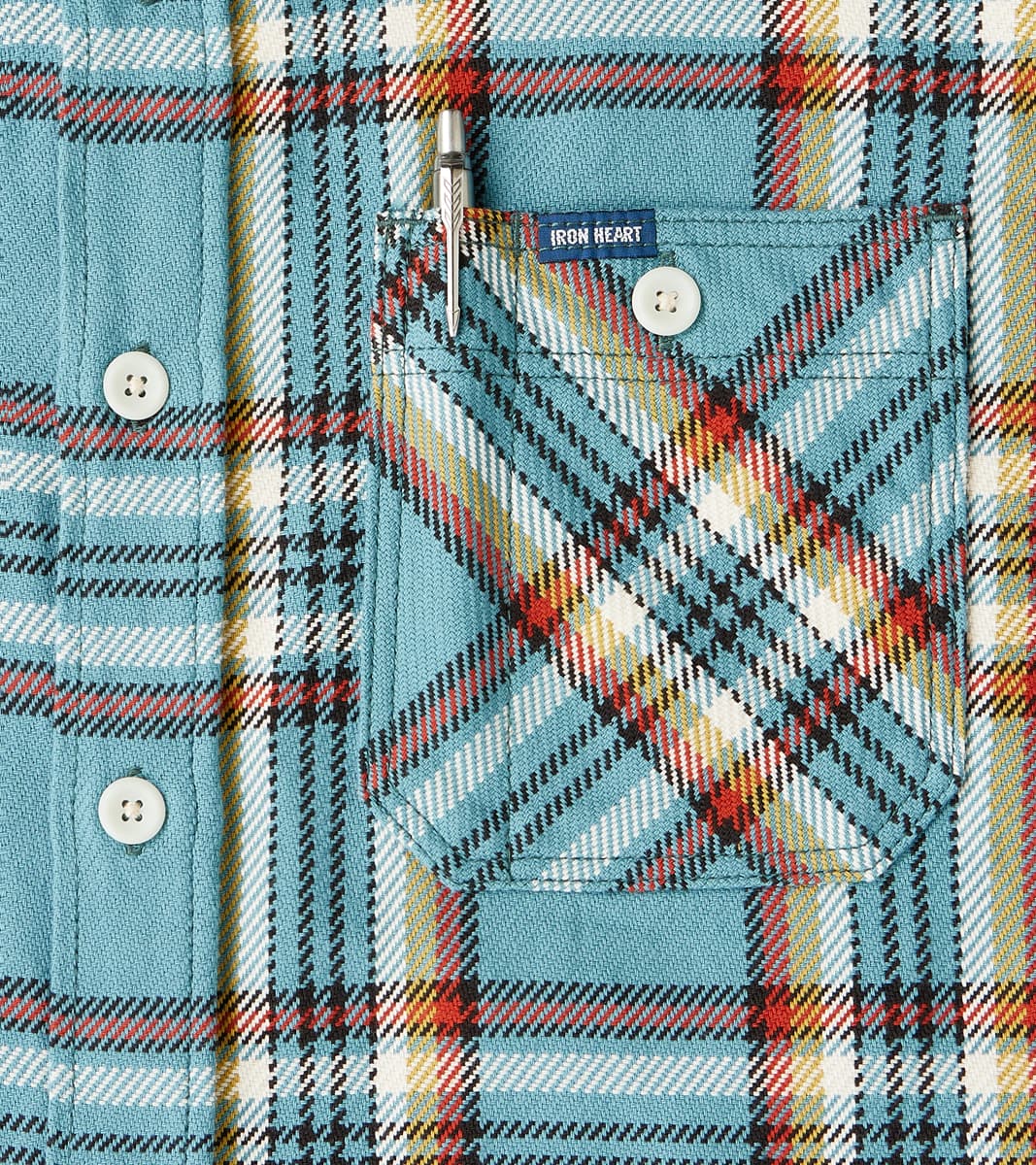 Iron Heart 442-SAX - Work Shirt - 9oz Selvedge Flannel Orange
