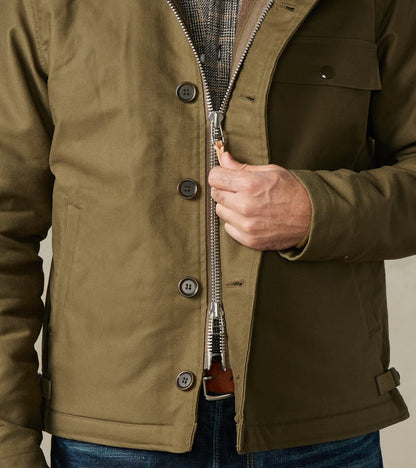 45-GRN - A2 Deck Jacket - 14oz Army Green Oiled Whipcord