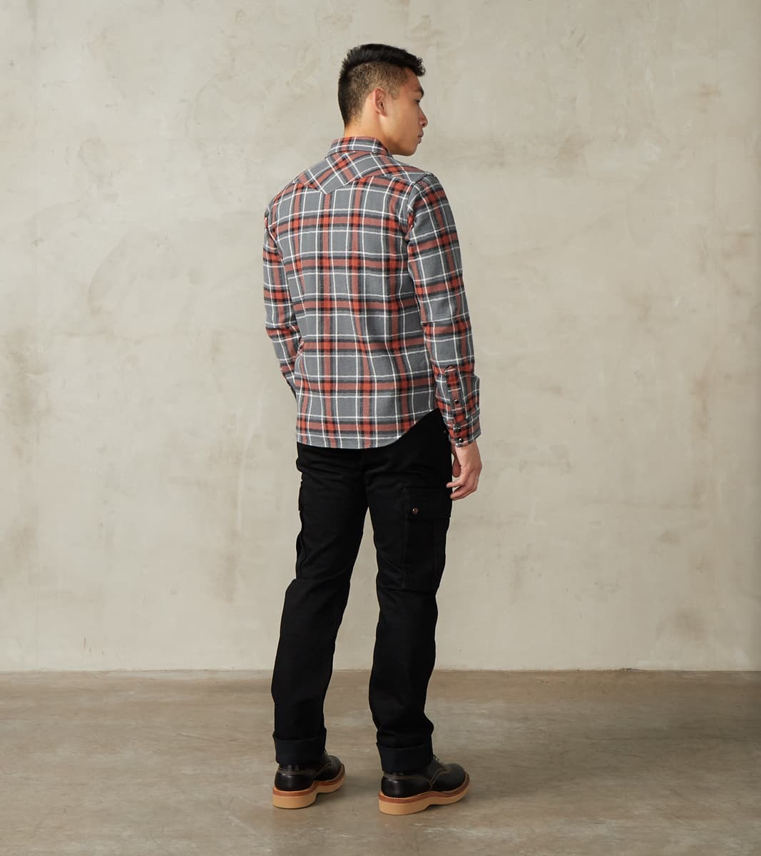 369-GRY - Western - 12oz Slubby Heavy Flannel Herringbone Check Grey